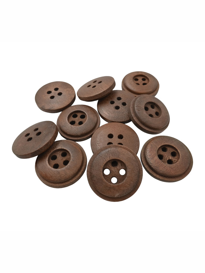 Classic 4-Hole Wooden Button with Rounded Rim Design