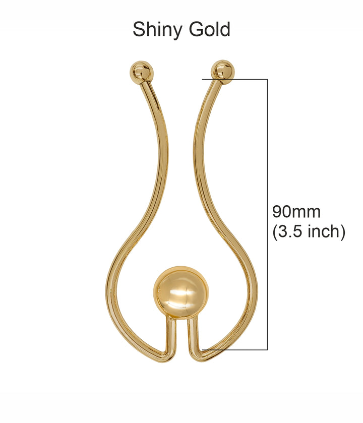 Elegant Curved Gold Buckle with Smooth Symmetrical Design for Belts/Dresses
