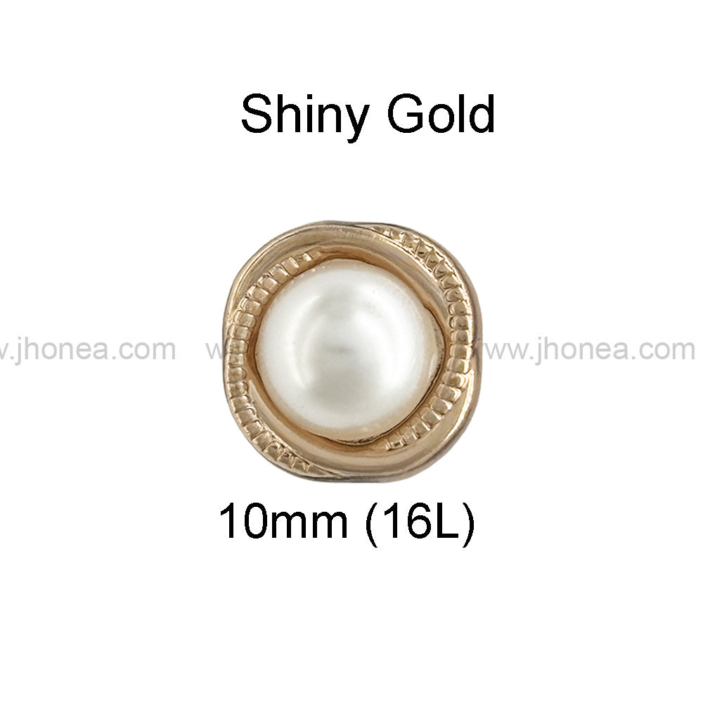 Rounded Square Shape Shiny Pearl Metal Kurta Buttons