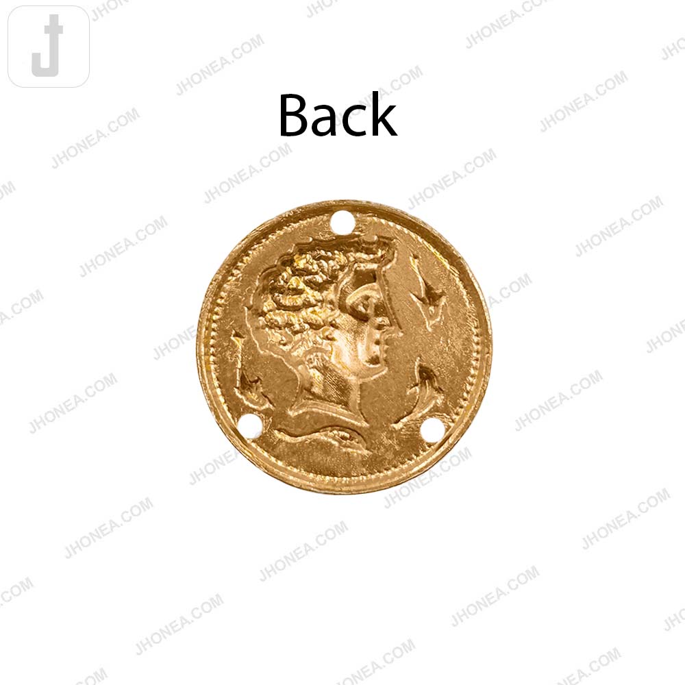Vintage Golden Roman Head Design Metal Clothing Accessory