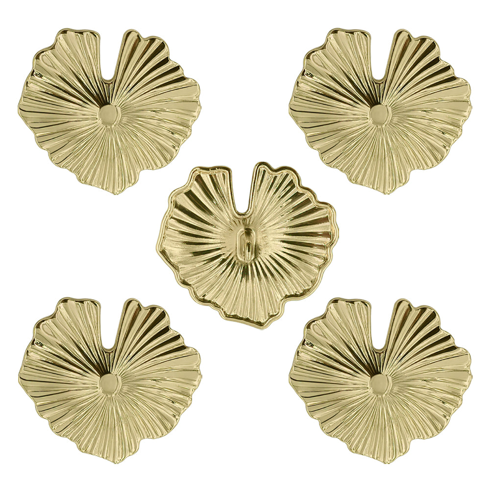 Premium Shiny Leaf Textured Metal Loop Button For Clothing