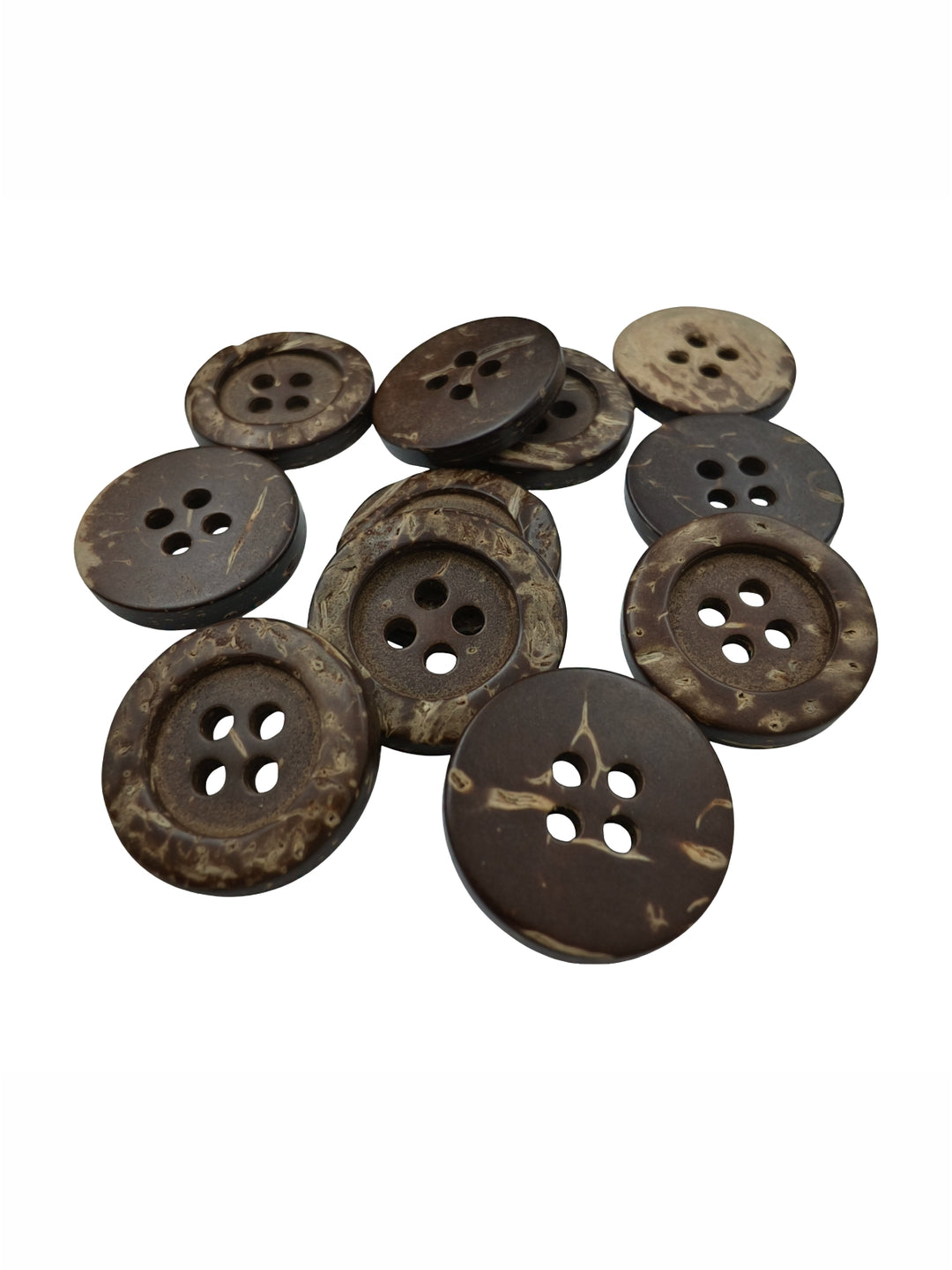 Smooth Finish Natural 17mm Coco 4-Hole Round Rim Wooden Buttons