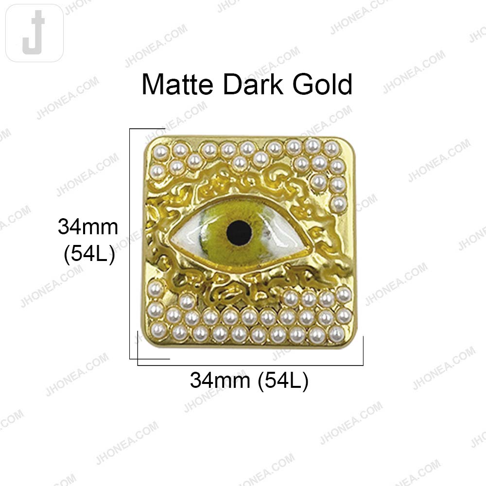 Statement Matte Finish Pearl Eye Designer Metal Button