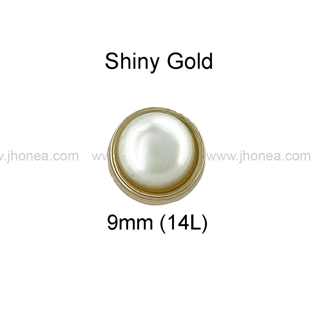 Shiny Round Shape Gold Pearl Shank Button