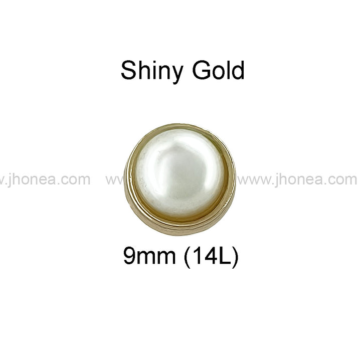Shiny Round Shape Gold Pearl Shank Button