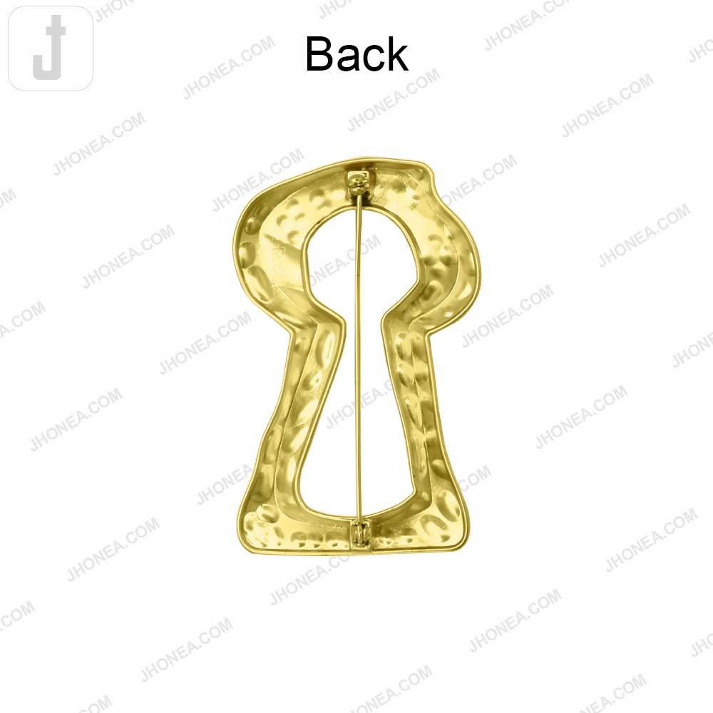 Abstract Statement Matte Gold Keyhole Pin Brooch