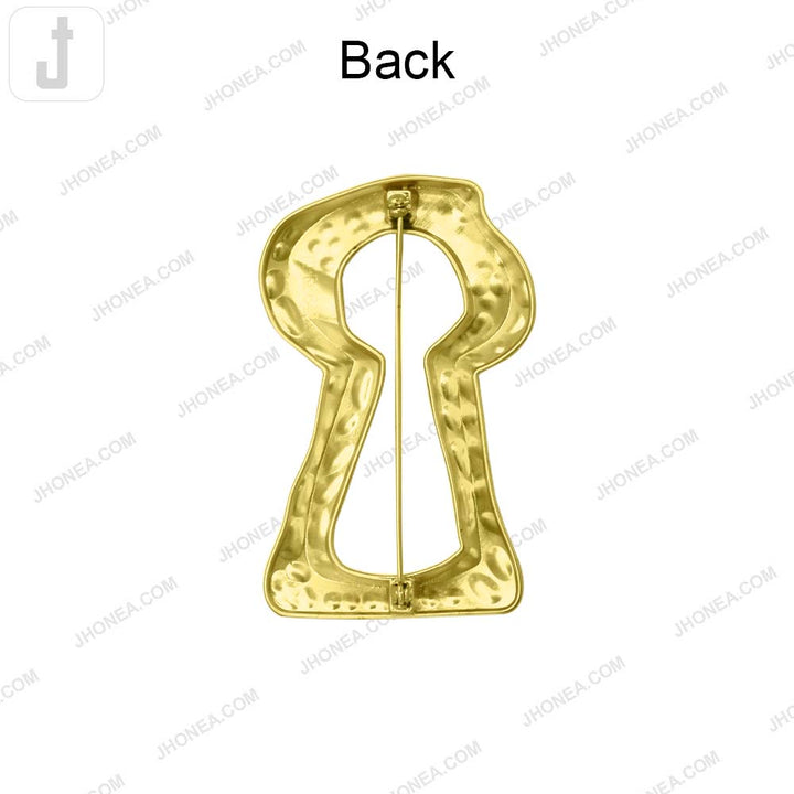 Abstract Statement Matte Gold Keyhole Pin Brooch