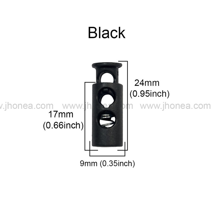 Matte Black Two-Hole Spring Plastic Cord Lock for Hoodies
