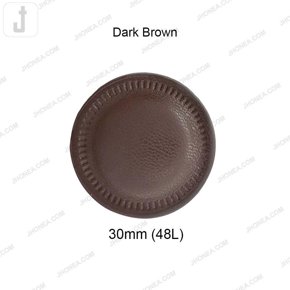 30mm Round PU Leather Down Loop Button for Garments and Accessories