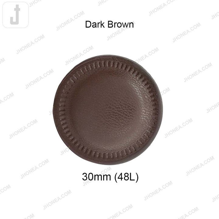 30mm Round PU Leather Down Loop Button for Garments and Accessories