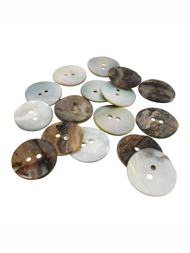 Round Shape 2-Hole Natural Colour Fancy Button