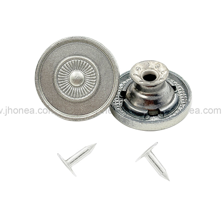 Elegant 17mm Matte Finish Metal Jeans Button for Denim Clothing