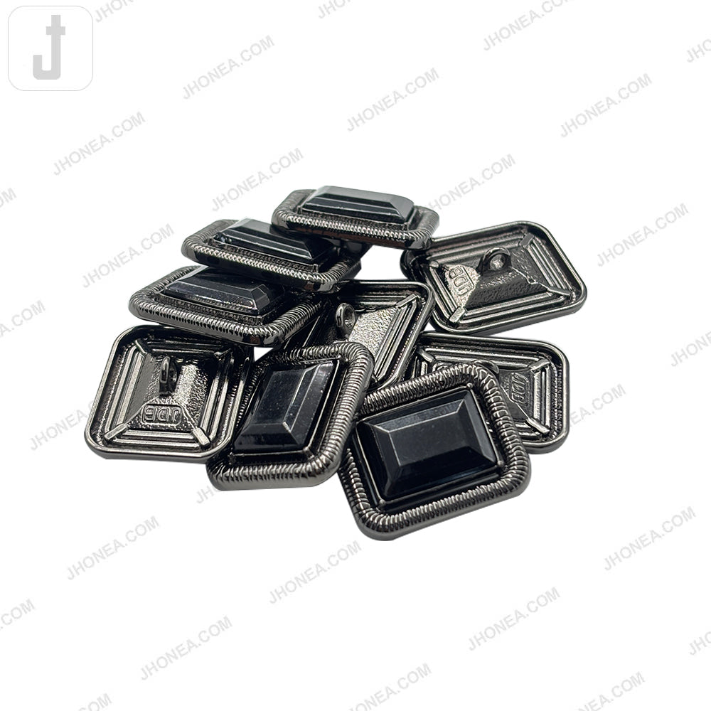 Designer Rectangle Shape Diamond Accent Loop Metal Buttons