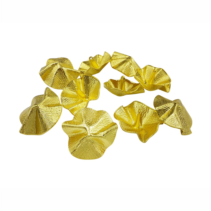 Floral-Inspired Shiny Finish Metal Buttons with Downhole Loop