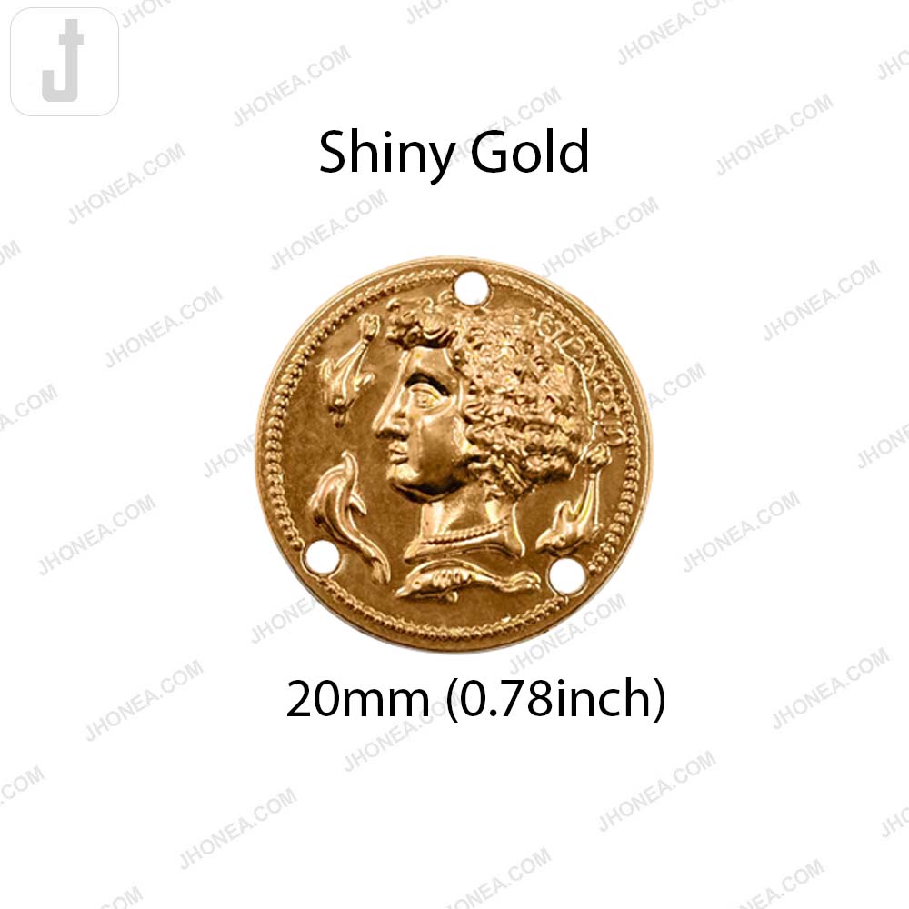 Vintage Golden Roman Head Design Metal Clothing Accessory