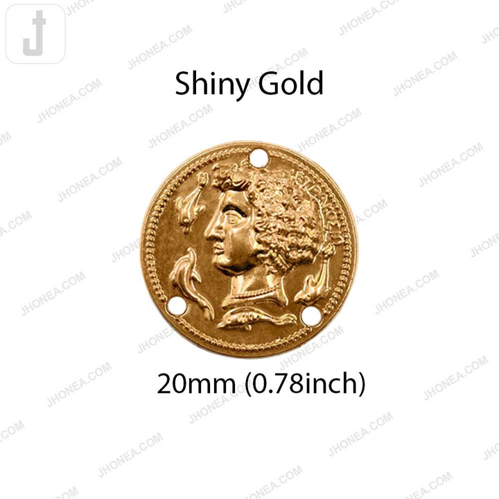 Vintage Golden Roman Head Design Metal Clothing Accessory