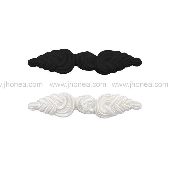 Black/White Ornate Collar Embellishment with Braided Detailing and Frog Closure