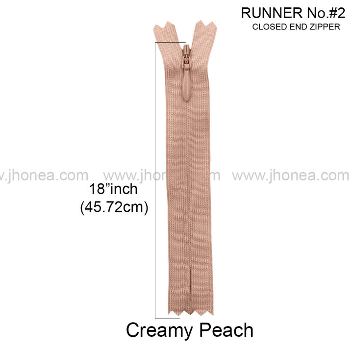 YKK #2 Invisible Closed-End Concealed Zipper 18 Inch Assorted Colors Pack of 60 Pieces