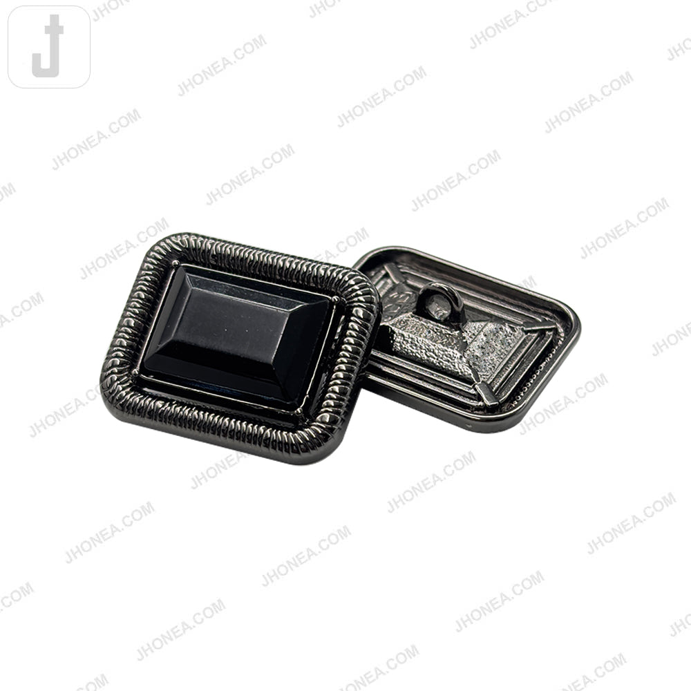 Designer Rectangle Shape Diamond Accent Loop Alloy Metal Buttons