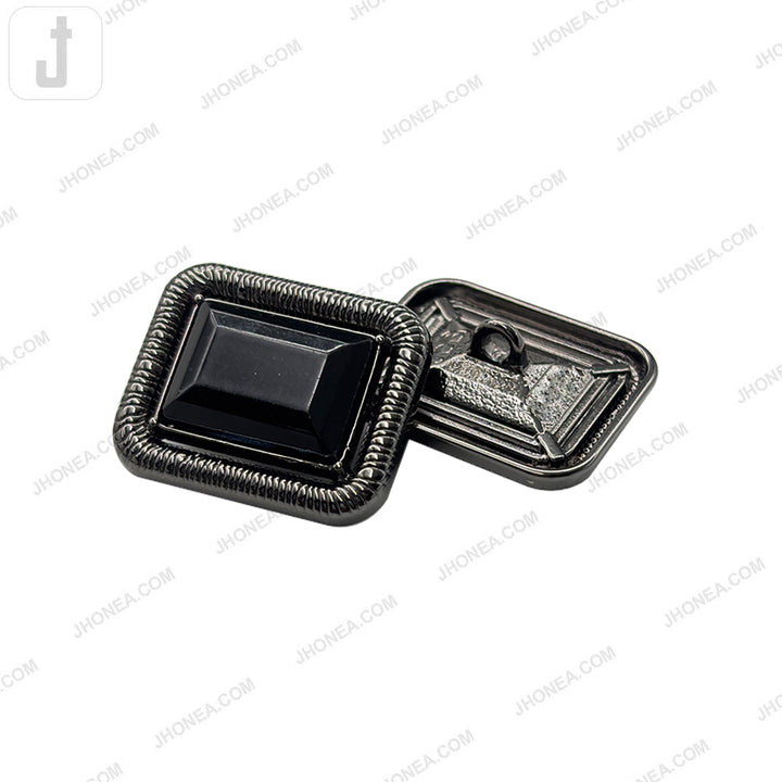 Designer Rectangle Shape Diamond Accent Loop Alloy Metal Buttons