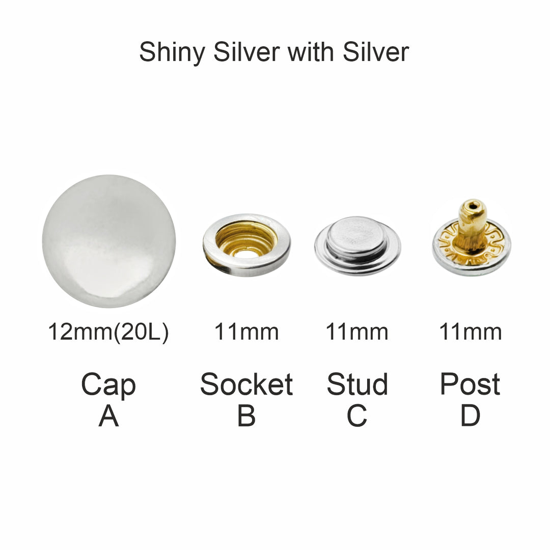 Shiny Round Shape Metal Snap Buttons for Leather Jacket/Shirt
