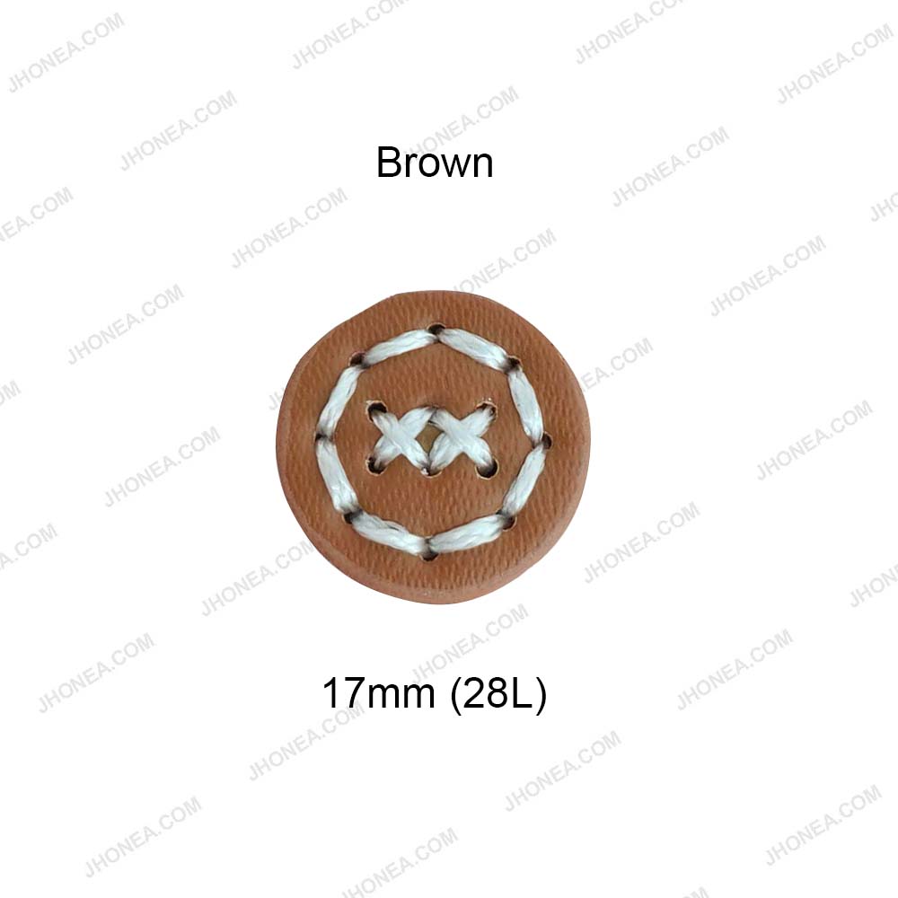 17mm Black and Brown PU Leather Downhole Loop Buttons