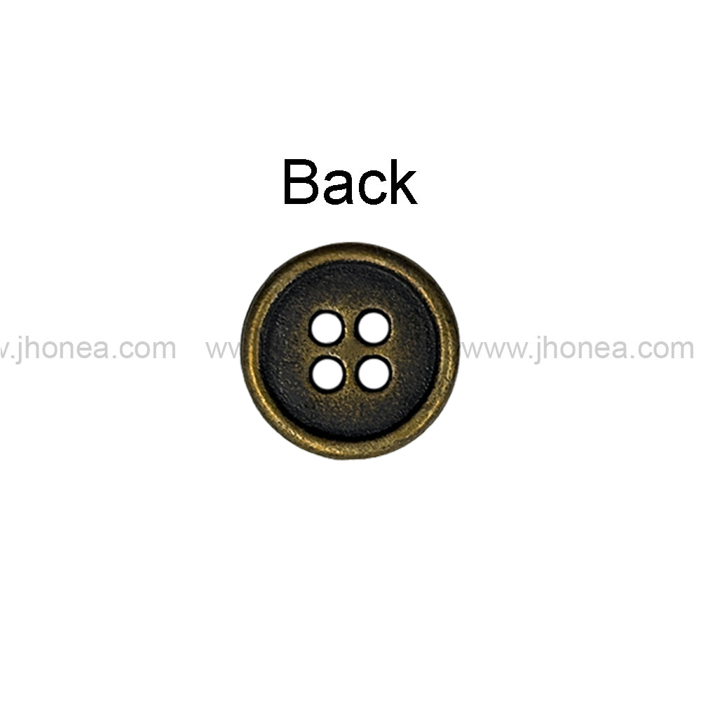Vintage Reversible 4-Hole Double Rim Round Metal Buttons