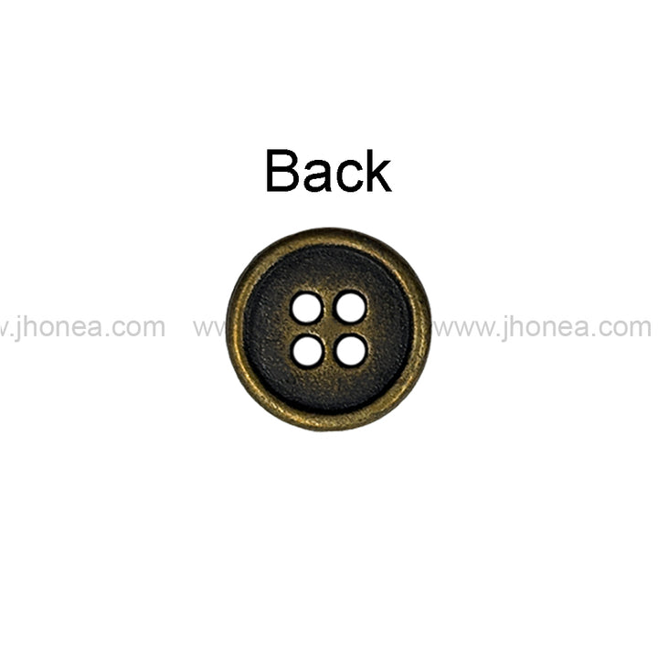 Vintage Reversible 4-Hole Double Rim Round Metal Buttons