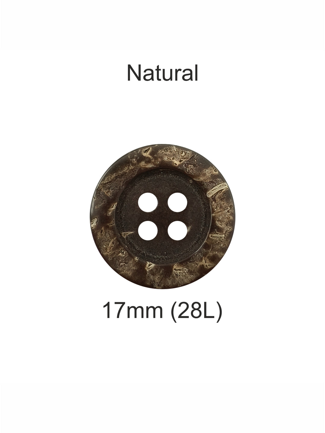 Smooth Finish Natural 17mm Coco 4-Hole Round Rim Wooden Buttons