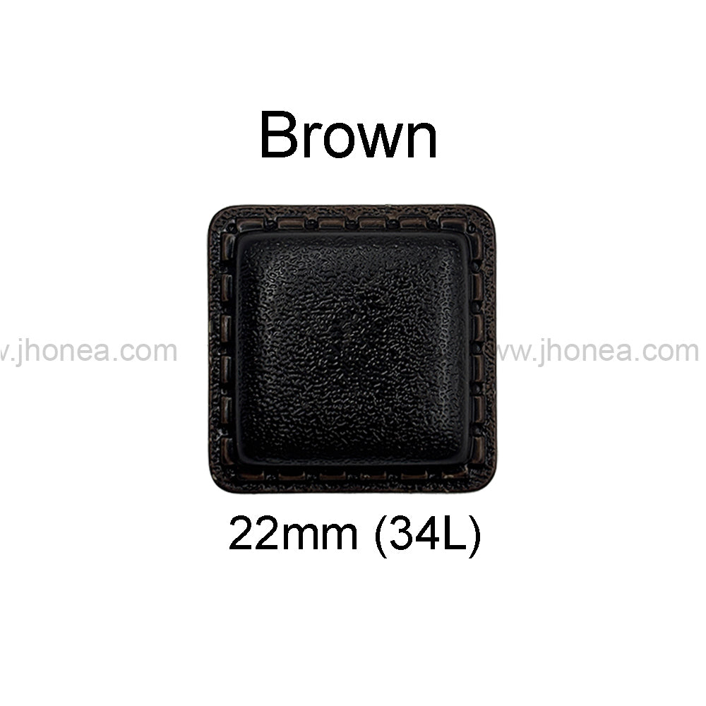 Square Shaped Brown ABS Plastic Back Loop Button for Garments