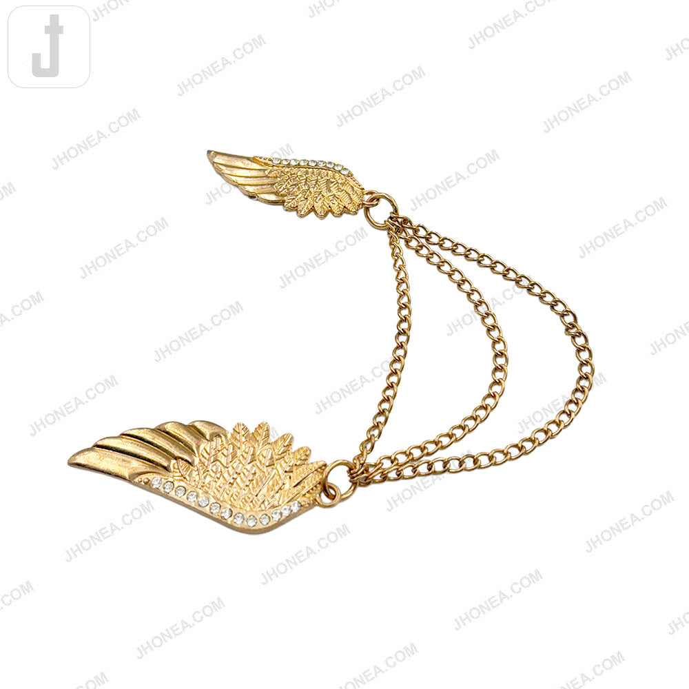 Elegant Triple Chain Hanging Wing Brooch