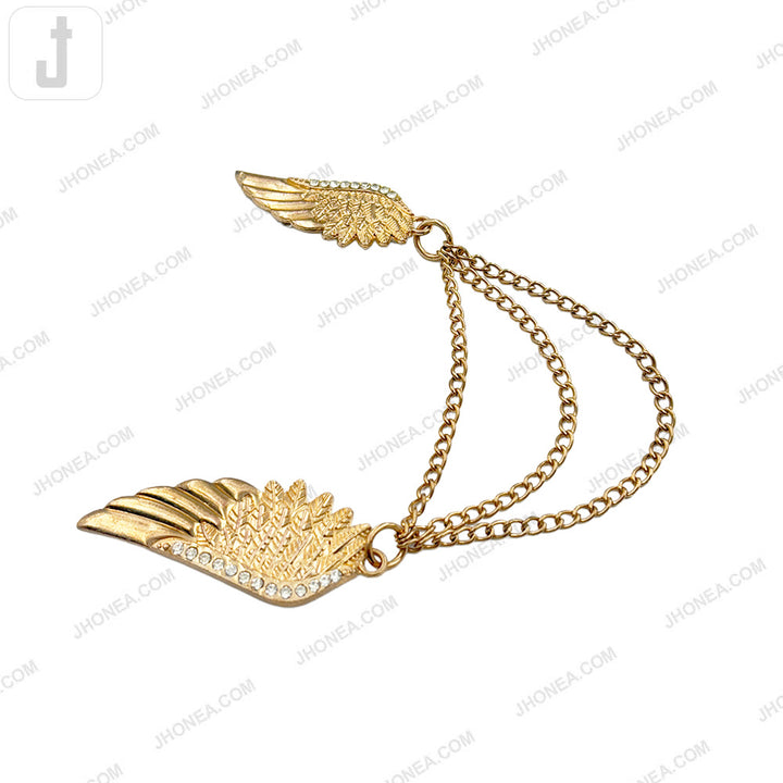 Elegant Triple Chain Hanging Wing Brooch