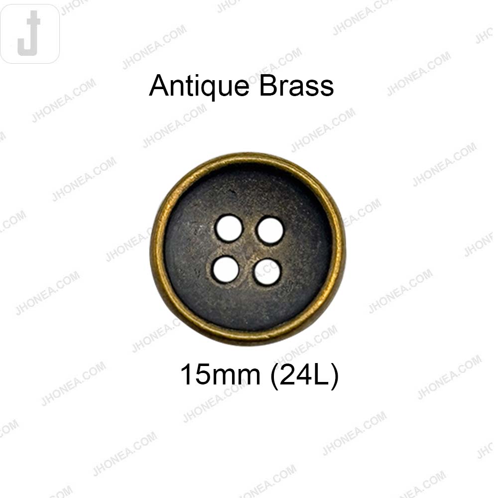 Round Vintage Style 4-Hole Metal Buttons for Sewing and Crafts