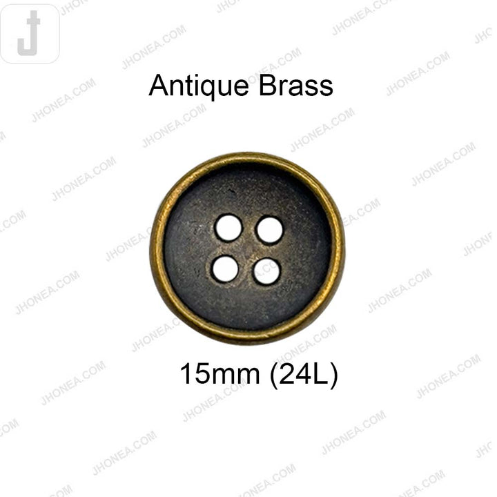 Round Vintage Style 4-Hole Metal Buttons for Sewing and Crafts
