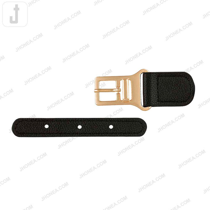 Fashionable Shiny Gold Buckle with Prong PU Belt
