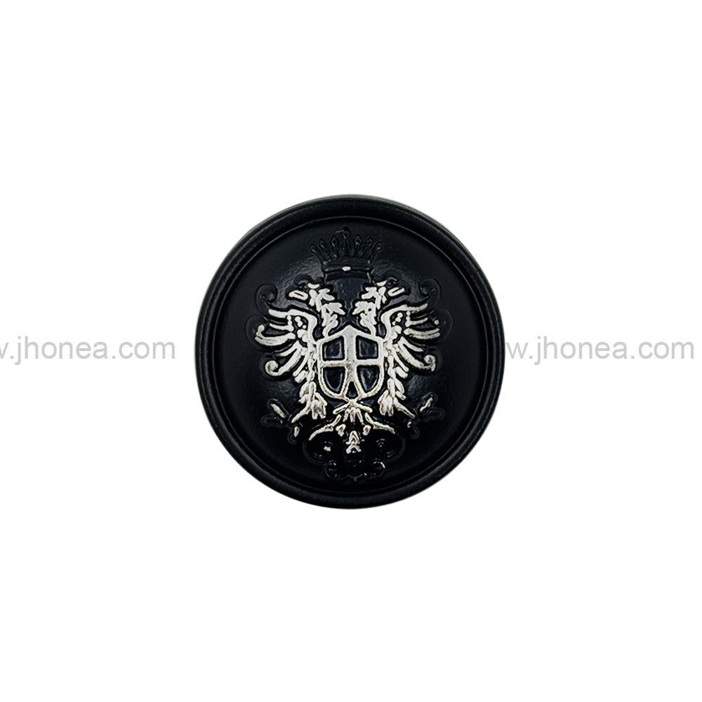 Matte Black Designer Round Shape Engraved Shank Metal Button