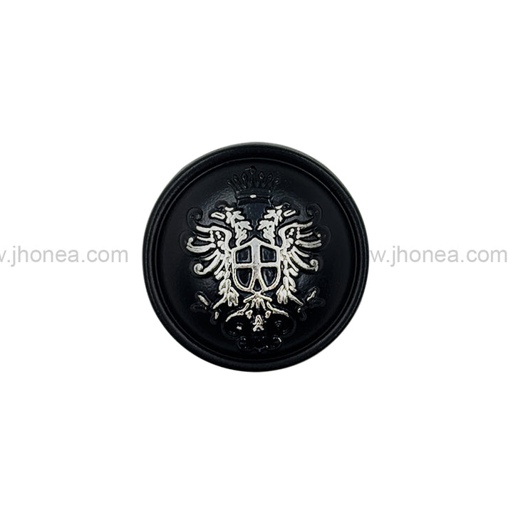 Matte Black Designer Round Shape Engraved Shank Metal Button