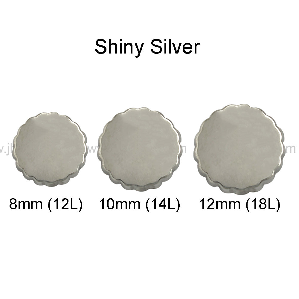 Shiny Silver Chrome Finish Fancy Shirt Metal Button
