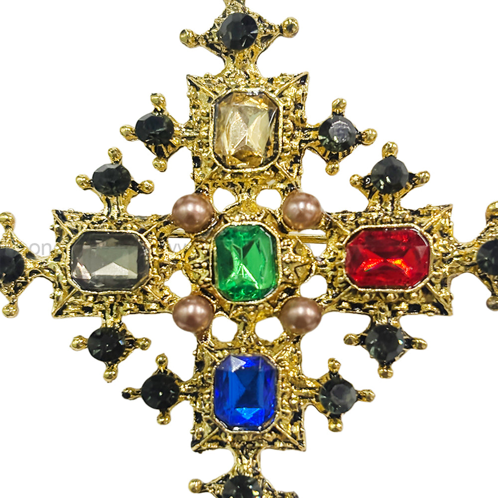 Beautiful Vintage Multicolour Diamond & Pearl Brooch Pin