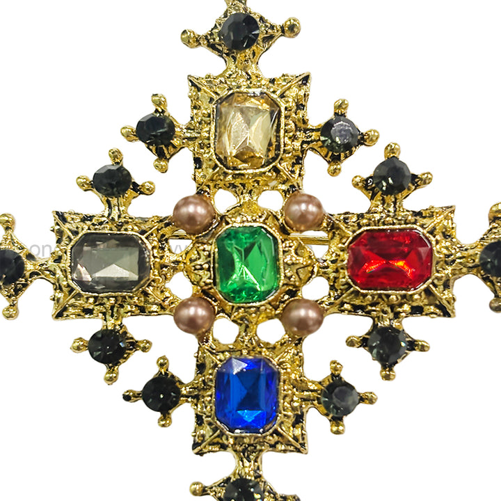 Beautiful Vintage Multicolour Diamond & Pearl Brooch Pin