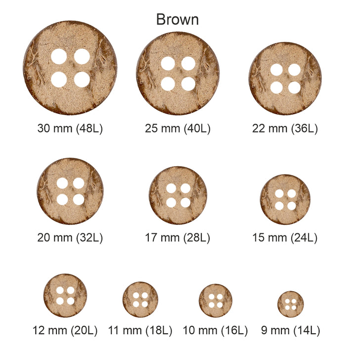 Smooth Finish Natural Coco Shell 4 Hole Buttons