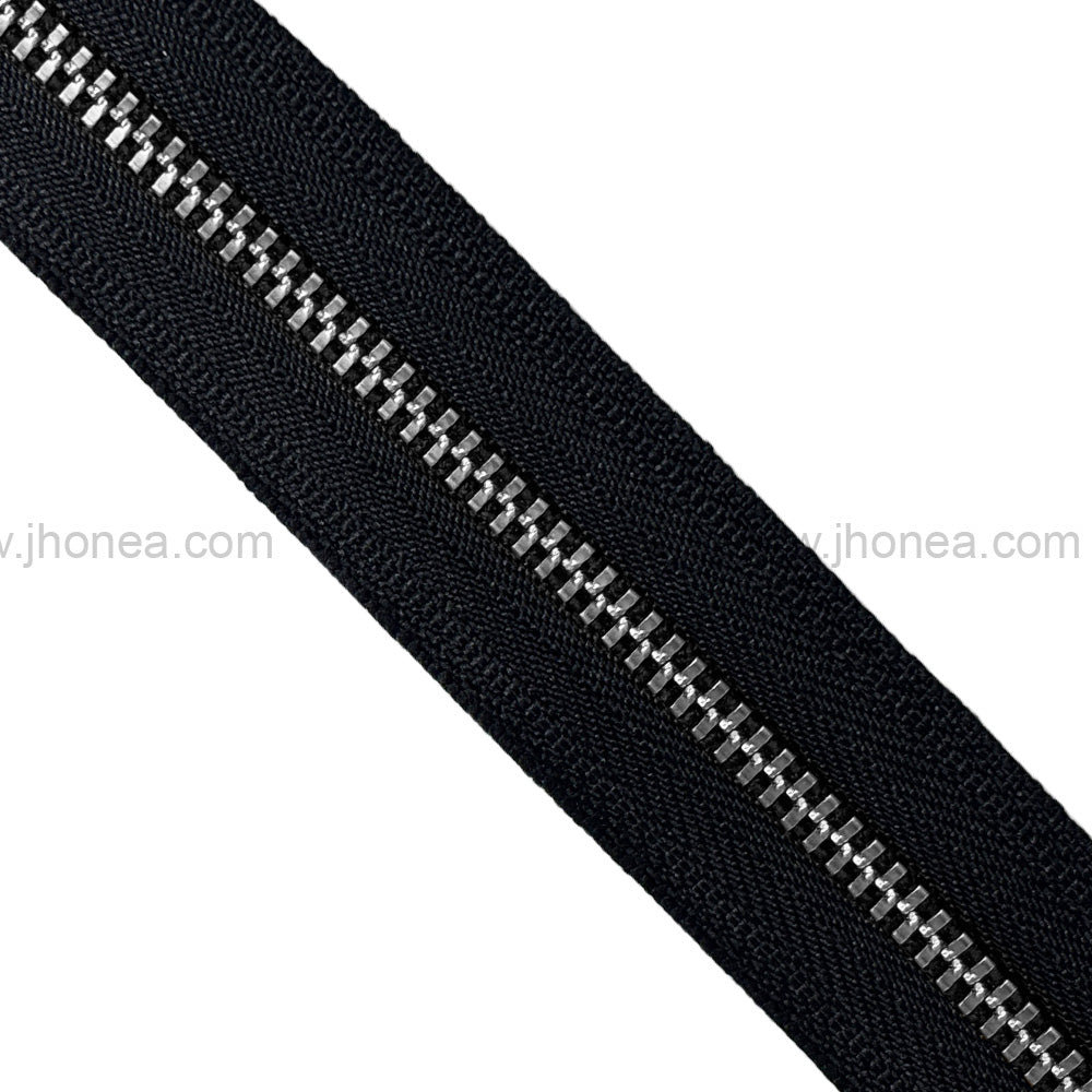 YKK #3 Number Premium Quality Silver with Black Tape YKK Metal Zipper Rolls