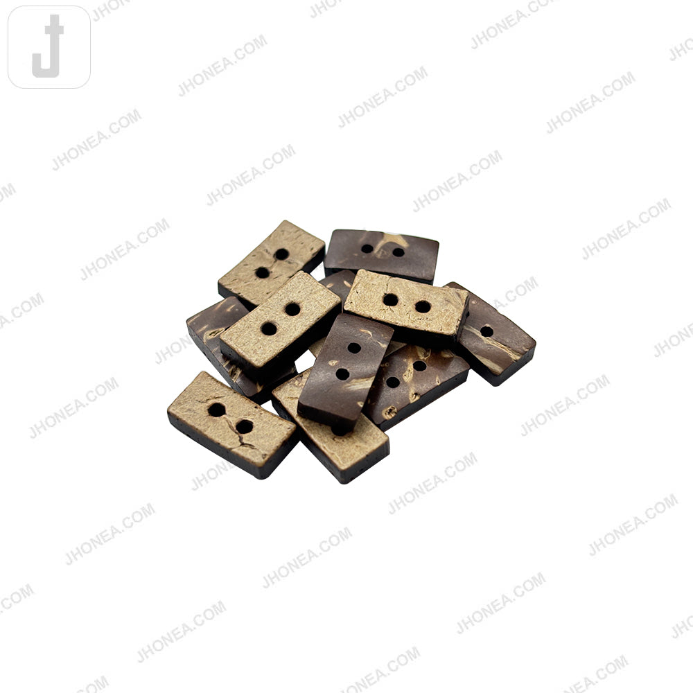 Rectangular 2-Hole Smooth Finish Natural Coco Shell Buttons