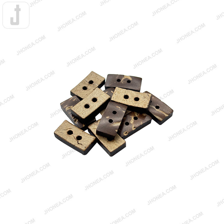 Rectangular 2-Hole Smooth Finish Natural Coco Shell Buttons