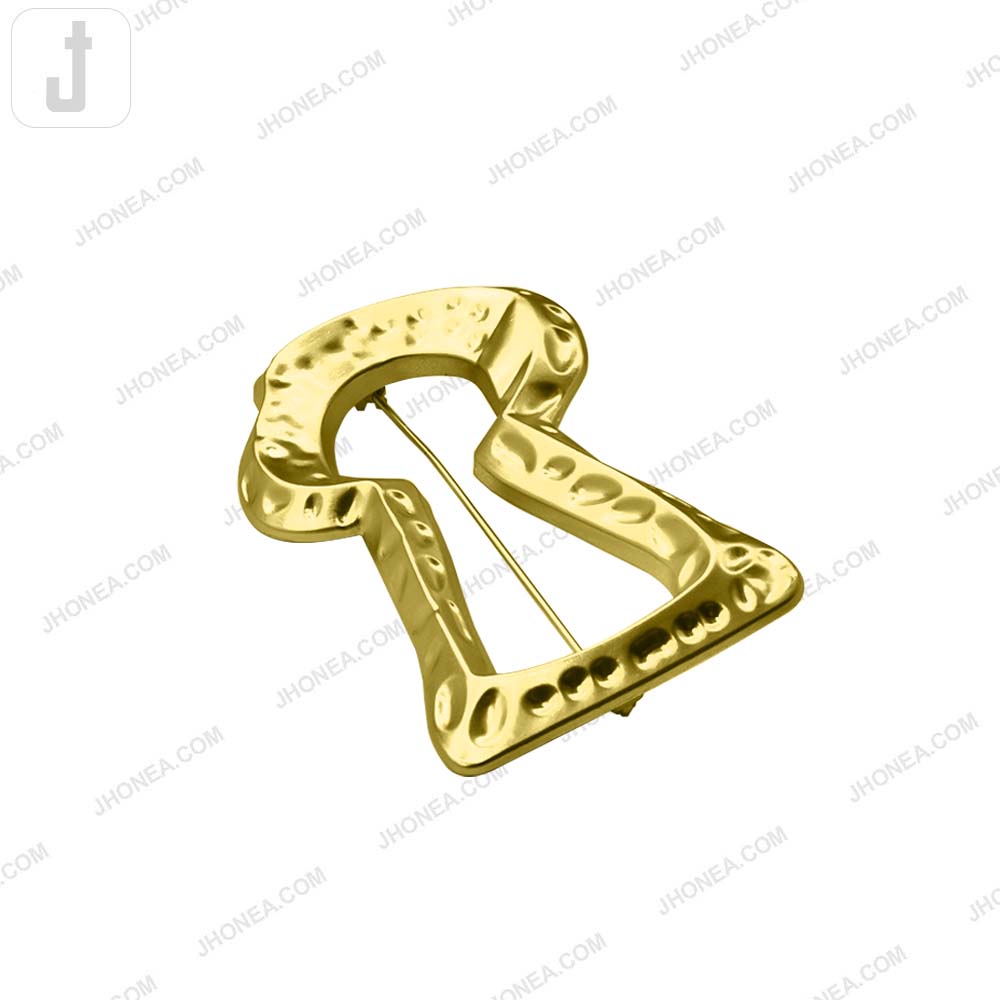 Abstract Statement Matte Gold Keyhole Pin Brooch