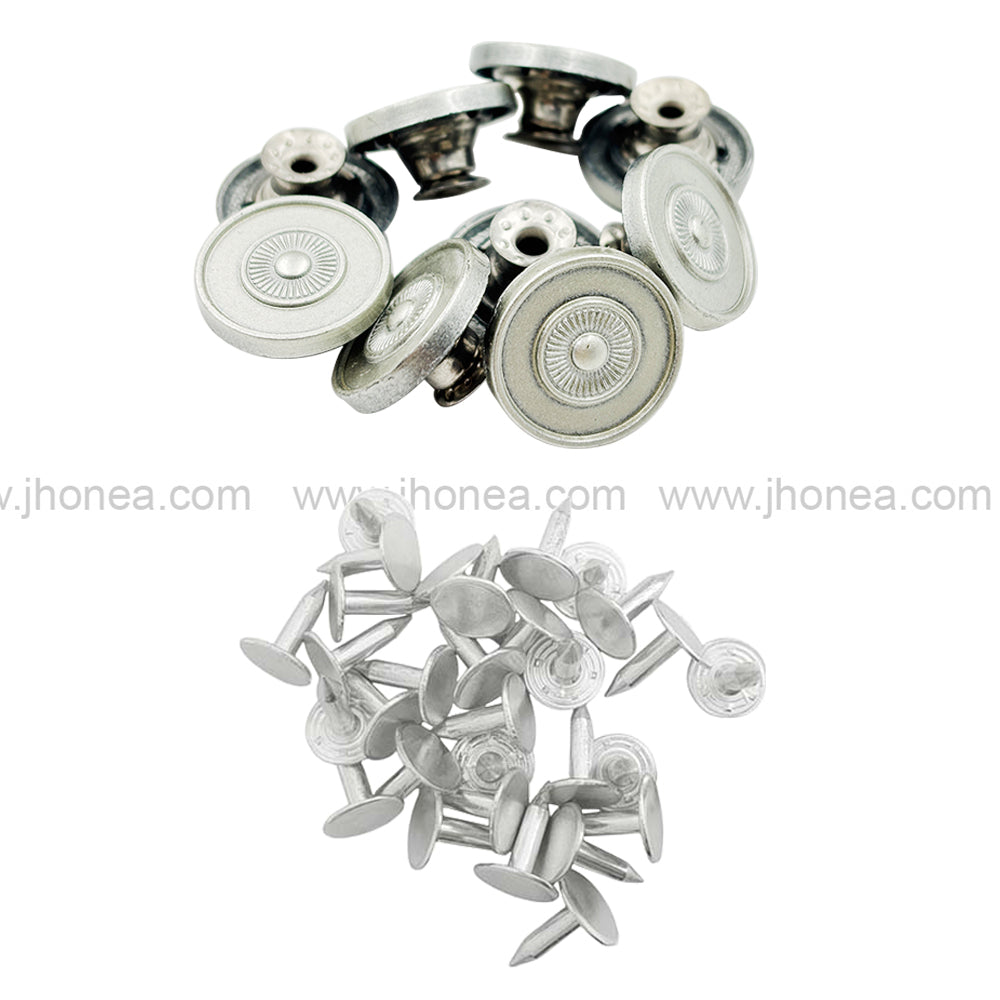 Elegant 17mm(28L) Matte Finish Metal Jeans Button for Denim Clothing