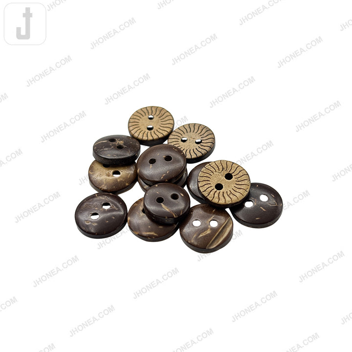 Unique Sunburst Design Round Shape 2 Hole Coco Buttons