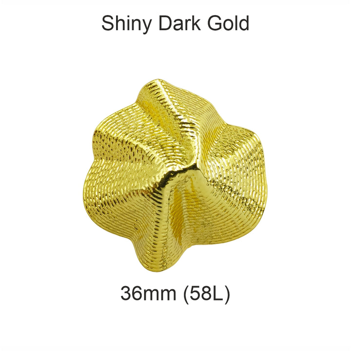 Floral-Inspired Shiny Finish Metal Button with Downhole Loop