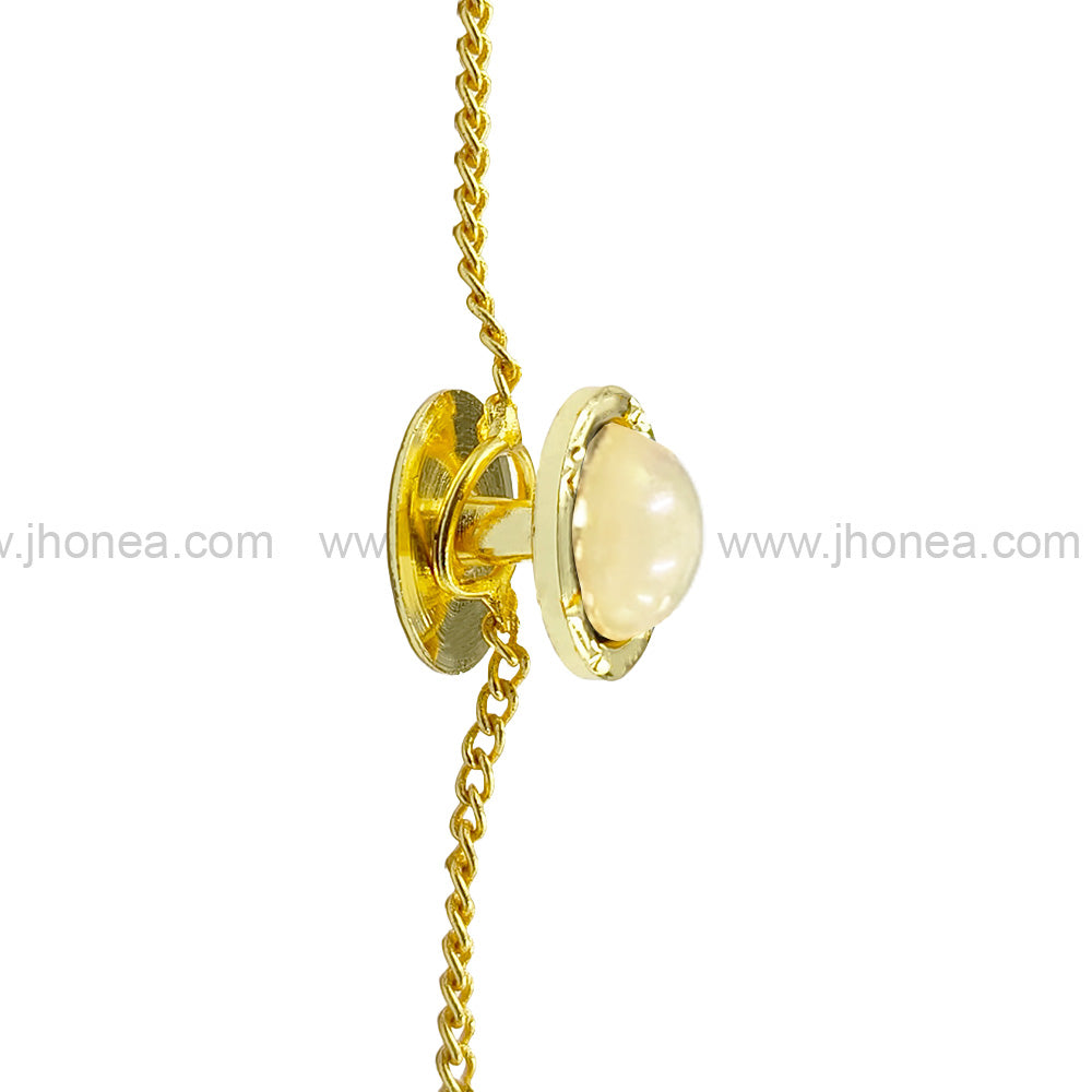 Classy Pearl Hanging Chain Kurta Button for Elegant Ethnic Wear