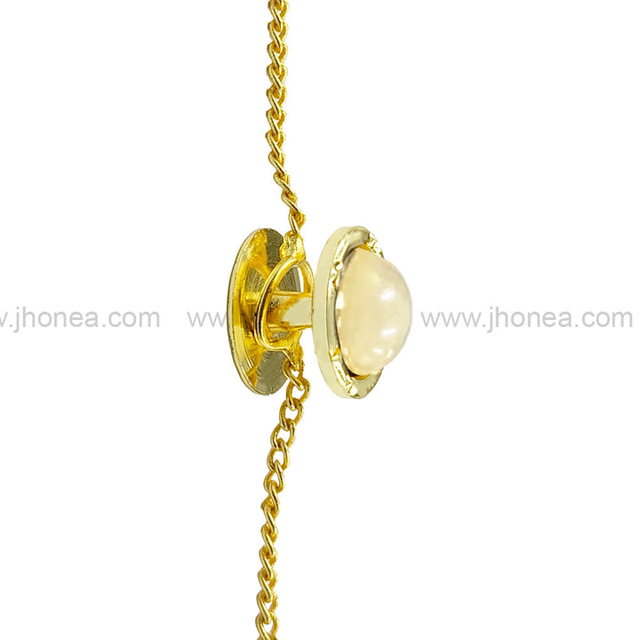 Classy Pearl Hanging Chain Kurta Button for Elegant Ethnic Wear
